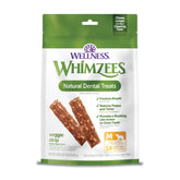 Whimzees Wellness Veggie Strip bag front highlights natural ingredients for healthy chewing