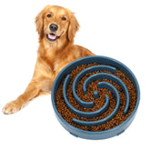 WHIPPY blue slow-feeder maze bowl slows eating for healthier meals.