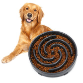 WHIPPY slow feeder maze-pattern gray bowl slows eating during meals.