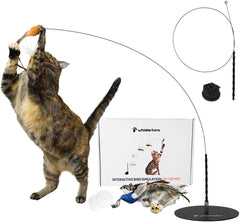 Whiskertons interactive bird toy base enabling autonomous indoor play for curious cats.