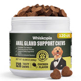 Whiskopia Anal Gland Chews bottle front showing dog-friendly packaging and flavor appeal