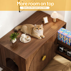Whiurmezz litter enclosure side view shows walnut finish