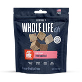 Whole Life Cat Just One Tuna Treats pack shows premium single-ingredient protein.