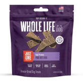 Whole Life Just One Beef Liver treats in bag, protein-rich reward for training.