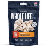 Whole Life Pet Just One Chicken treats in a pack highlight protein-rich, simple-ingredient cat snack