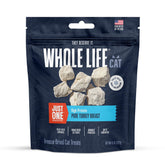 Whole Life Pet Just One Turkey pack shows single-ingredient, human-grade cat treats for picky eaters.