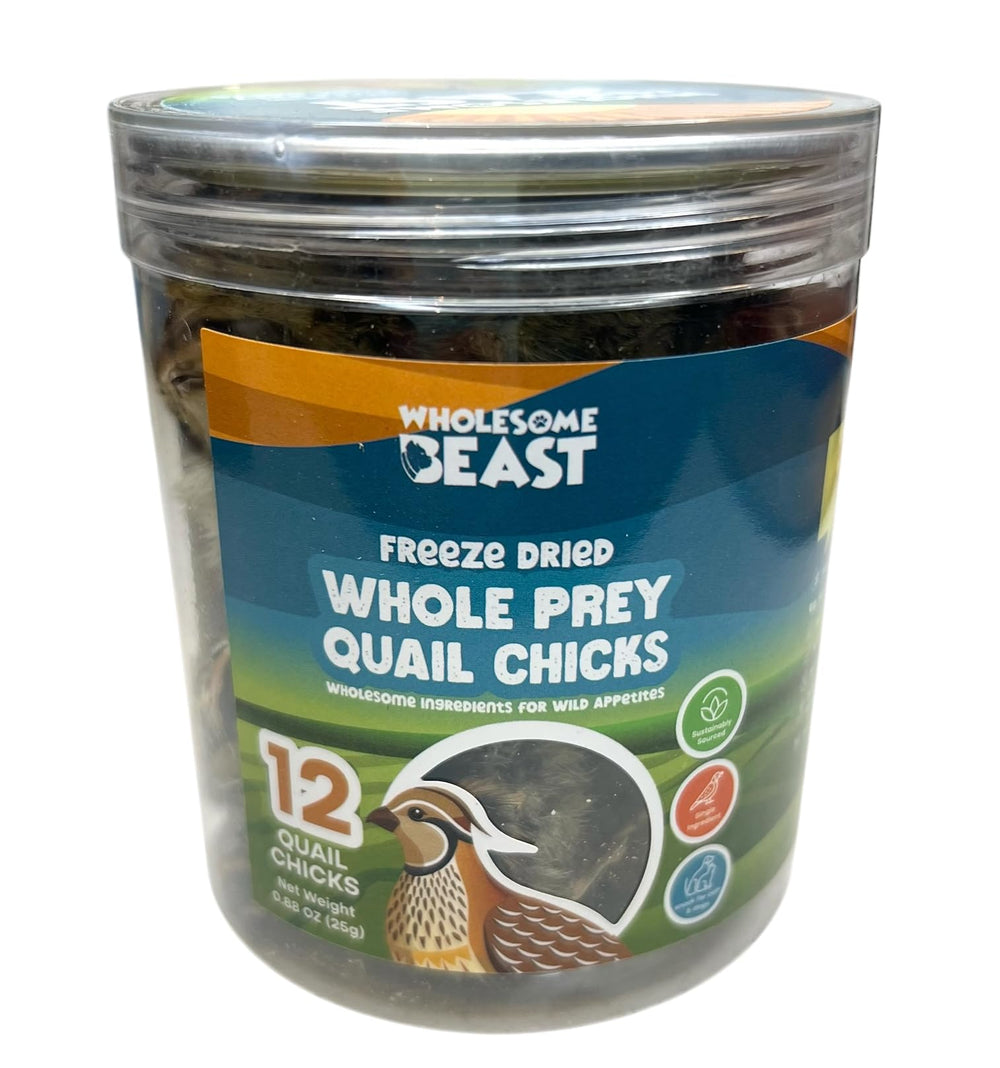 Wholesome Beast freeze-dried quail chicks 01 β high-protein treat for dogs and cats