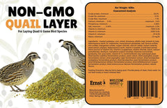 Wholesome Harvest quail feed in a feeding trough for daily use
