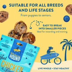 Wholesome Hound chips for dogs of all sizes during play.