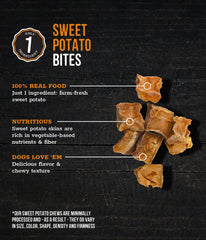 Wholesome Pride Sweet Potato Bites highlight the single-ingredient dog treat