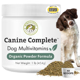Wholistic Pet Organics Canine Complete bottle front supports general health for all breeds.