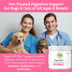 Wholistic Pet Organics daily cat probiotics tub shown for gut balance.