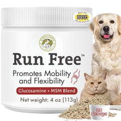 Wholistic Pet Organics Max Strength Hip and Joint bottle supports mobility for dogs and cats.