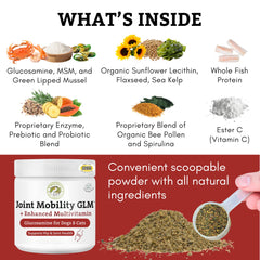 Wholistic Pet Organics powder dissolving in food for easy dosing