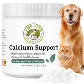 Wholistic Pet Organics calcium for dogs, blends into meals to support bones and teeth.