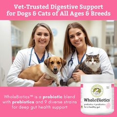 WholeBiotics nine strains scoop aiding accurate daily dosing for pets.