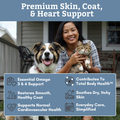 Wholistic Pet Organics salmon oil capsules close-up, convenient omega-3 supplement for pets.