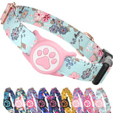WhoseID Airtag dog collar with waterproof holder for secure AirTag on outdoor adventures.