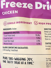Dog enjoying Wiggles & Wags freeze-dried chicken treat during snack time