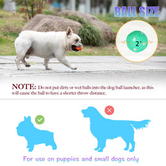 WIGGLYTAIL dog balls 2-inch launcher-ready, compatible with automatic launchers.