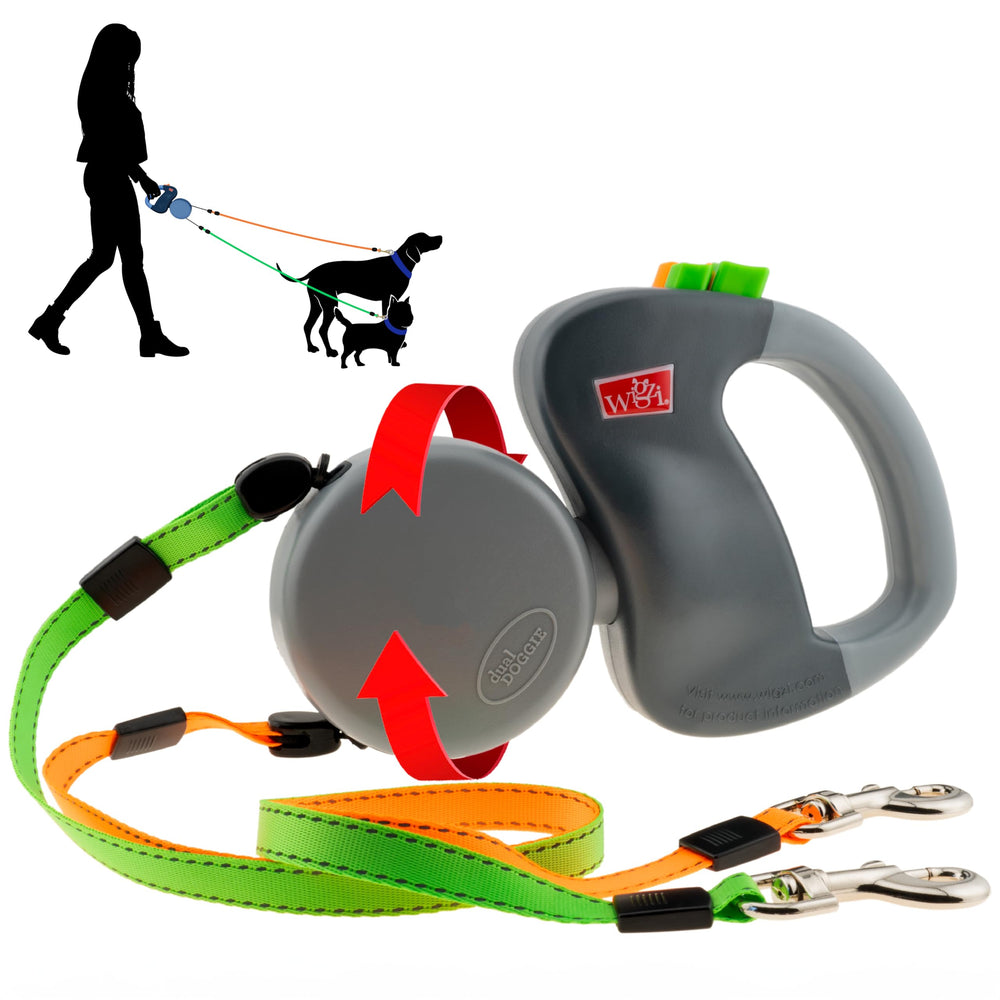 WIGZI Dual Doggie Leash showcases untangling technology for smooth walks.