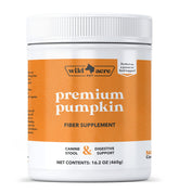 Wild Acre pumpkin powder bottle shown for convenient dog digestive support