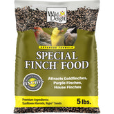 Wild Delight Advanced Formula Special Finch Food bag label attracts finches and small songbirds.