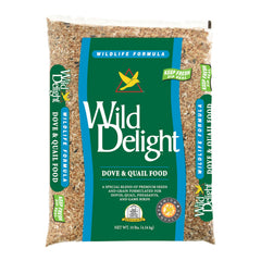 Wild Delight Dove & Quail Food 10 lb bag displayed for birds.