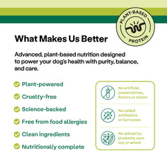 Wild Earth vegan dog food ingredients closeup highlights oats, spinach, pumpkin for nourishment