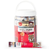 Wild Eats Simply Puree Salmon with Ancient Grains tub front highlights a protein-packed cat treat