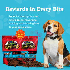 Wild Meadow Farms Soft Jerky Bites close-up highlighting tearable texture for easy rewards.