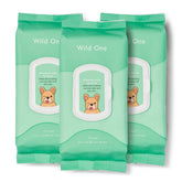 Wild One eucalyptus dog grooming wipes pouch front for on-the-go cleaning between baths
