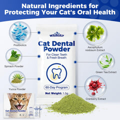 Wildaily Cat Dental Powder 90 packets for convenient, long-term routine.