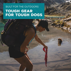 Wilderdog bandana tied with square knot for secure fit