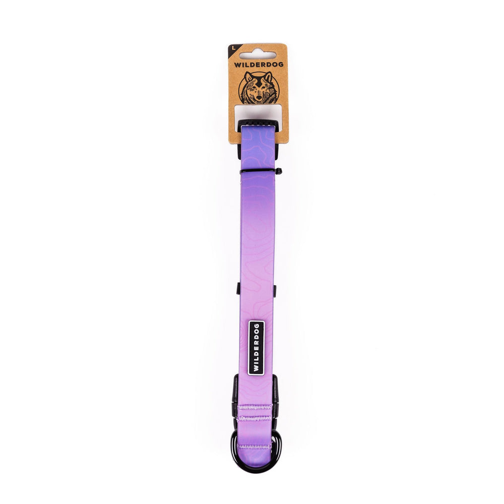 Wilderdog Aurora waterproof collar front view showing durable, water-repellent design.