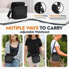 WILDOMS walking fanny pack with built-in poop bag dispenser for mess-free outings.