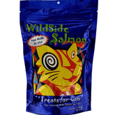 WildSideSalmon cat treats packaging highlighting USA-made, wild-caught salmon for quality and freshness