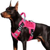 Wingoin Pink Tactical Dog Harness side view highlights secure fit and durability for daily walks.