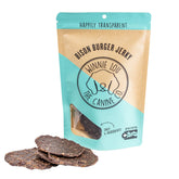 Winnie Lou Bison Burger Treats pack showcases all-natural bites for dogs of all sizes, ideal for training.
