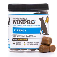 WINPRO Allergy Chews bottle label grain free support for dogs