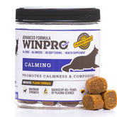 WINPRO Calming Chews packaging for dogs with 60-count display offering simple daily calm.