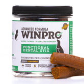 WINPRO Pet Dental Stix pack front with 16 sticks for daily dog dental care.