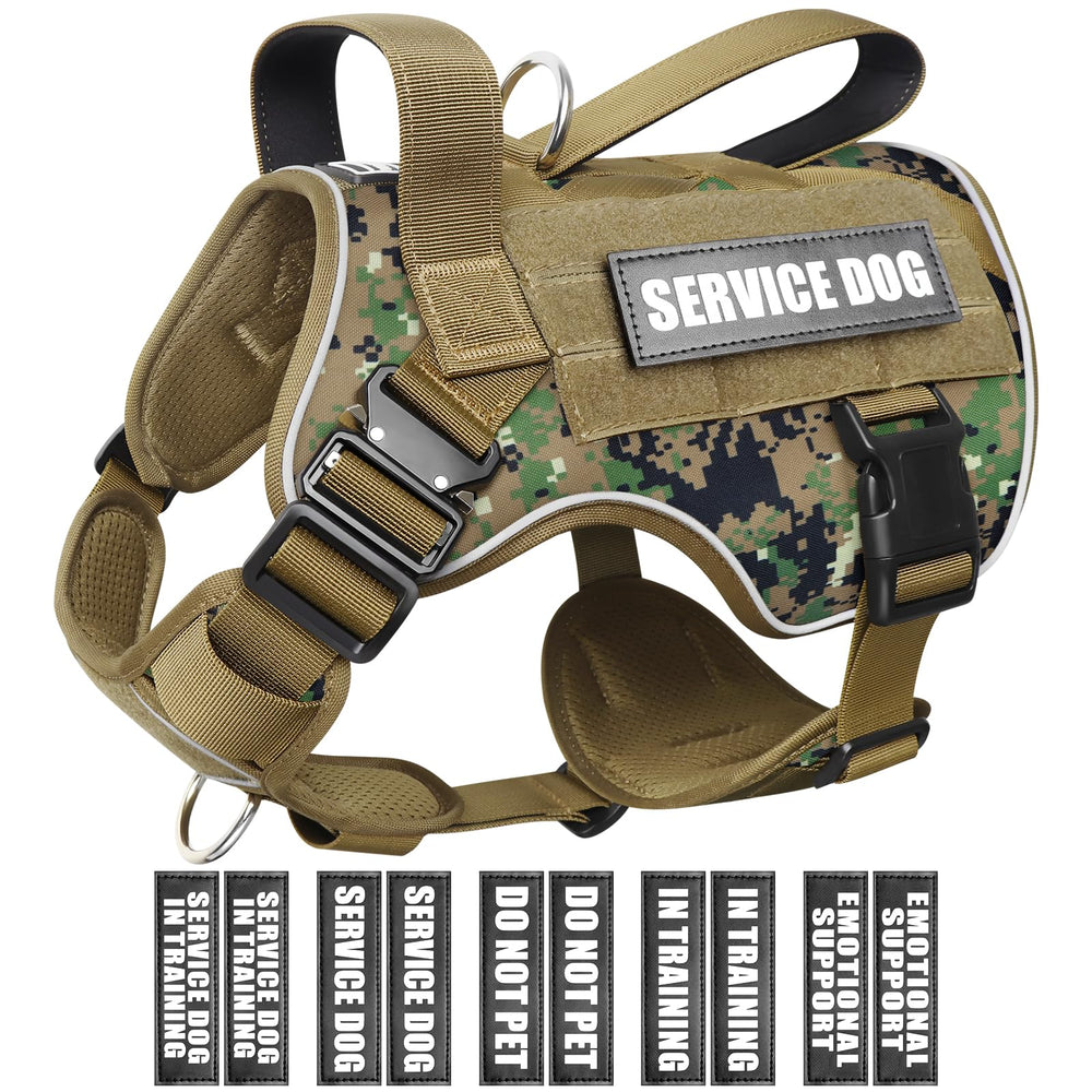 WINSEE Tactical Dog Harness front view for large breeds provides secure fit.