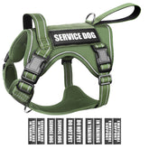 WINSEE tactical dog harness front view with quick-release buckles for easy on/off.
