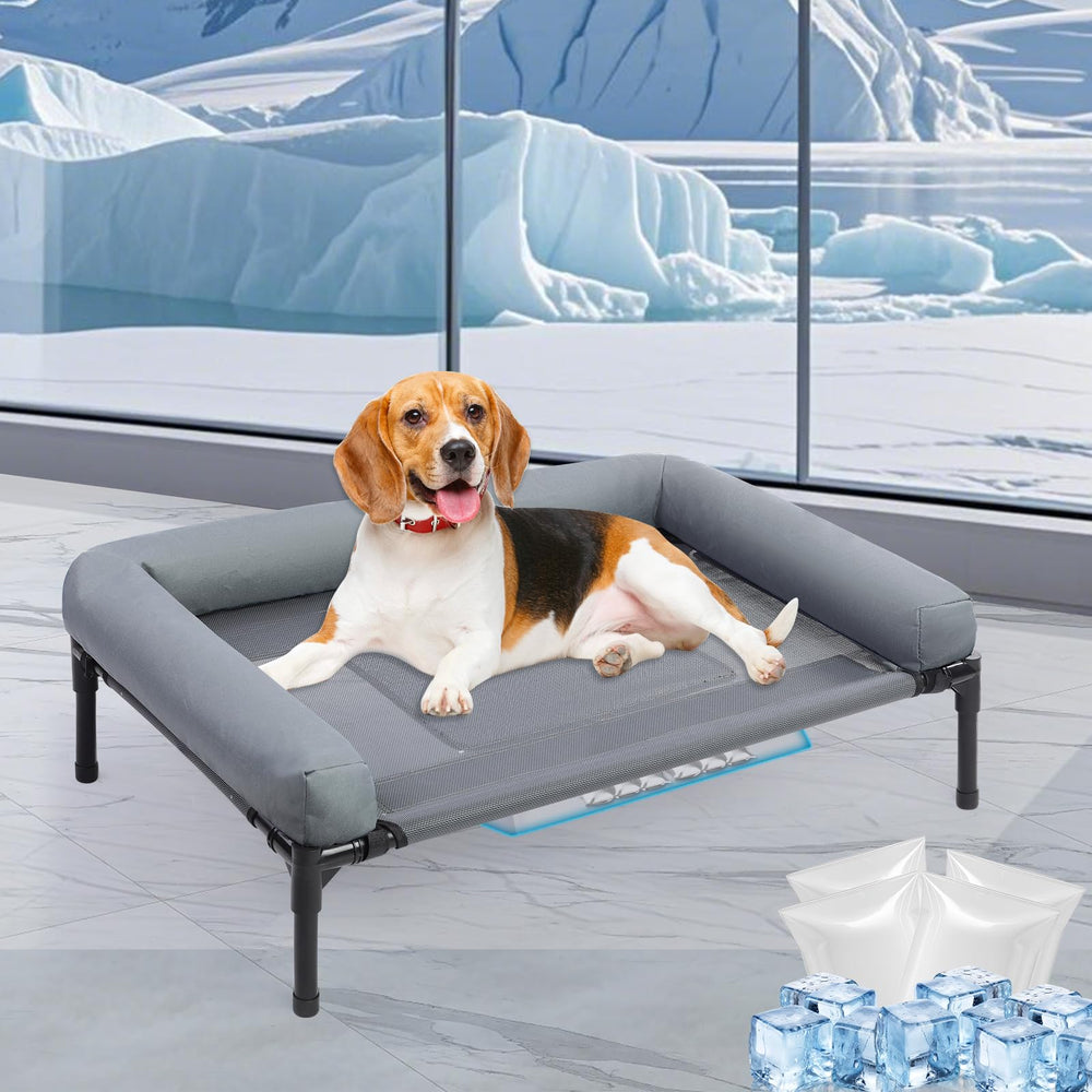 Wn's Day 34-inch cooling elevated bed with pillow for cool, comfy rest.