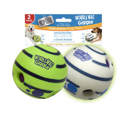 Wobble Wag Giggle Ball original with four pockets for easy pickup.