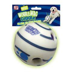 Wobble Wag Giggle Ball rolling and glowing to captivate dogs during night play