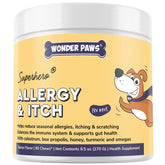 Wonder Paws bacon-flavored chews in a jar for itchy skin support.