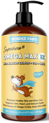 Wonder Paws Fish Oil bottle for dogs supports healthy skin and glossy coat.
