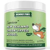 WONDER PAWS green lipped mussels powder bottle for dogs supports joint mobility
